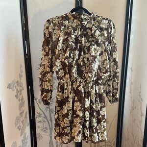 Zara Brown Floral Long-Sleeve Romper